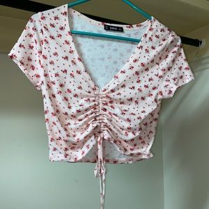 rose tie crop top